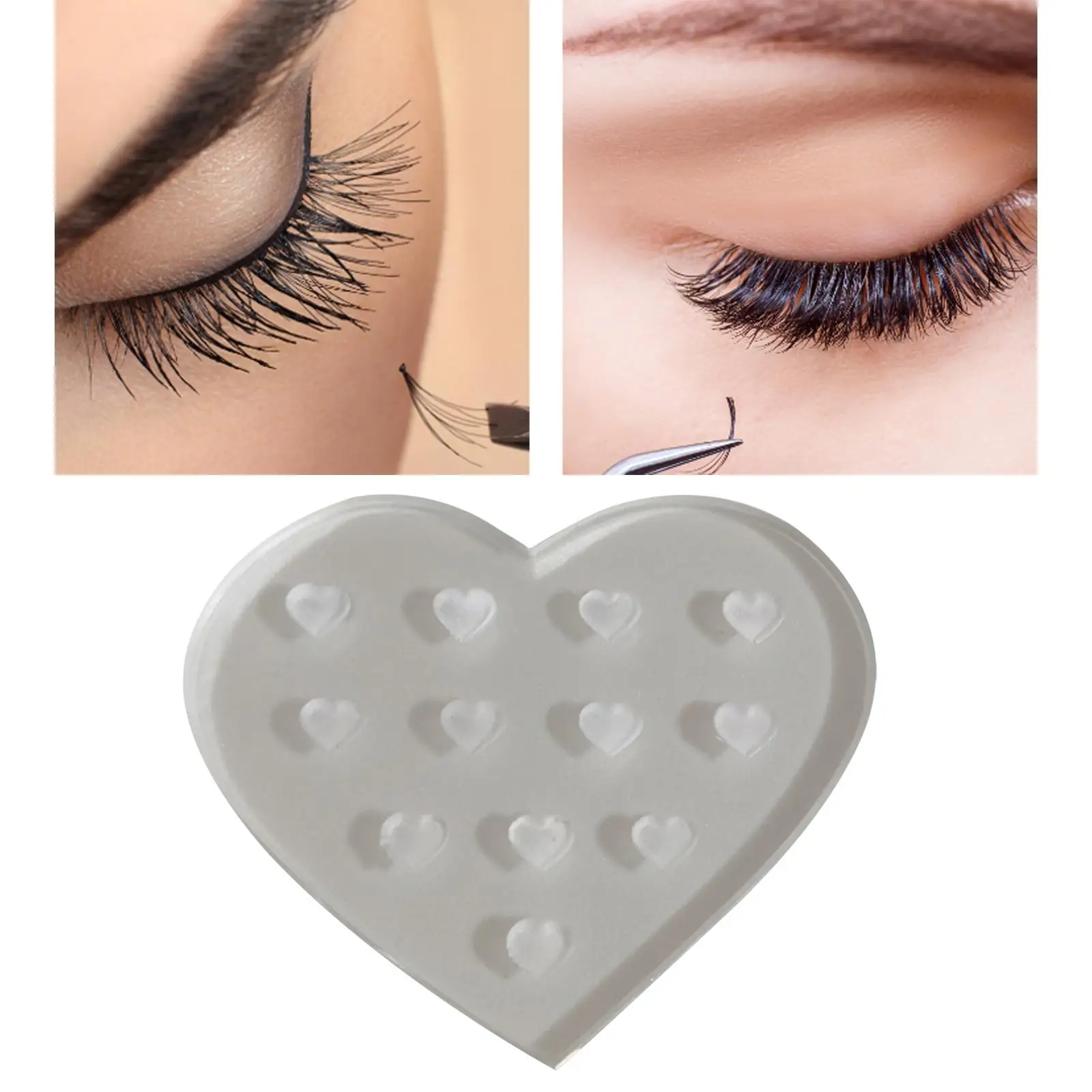 3xWimpernkleberständer Professioneller herzförmiger Halter für Wimpernverlängerung Transparentes Herz