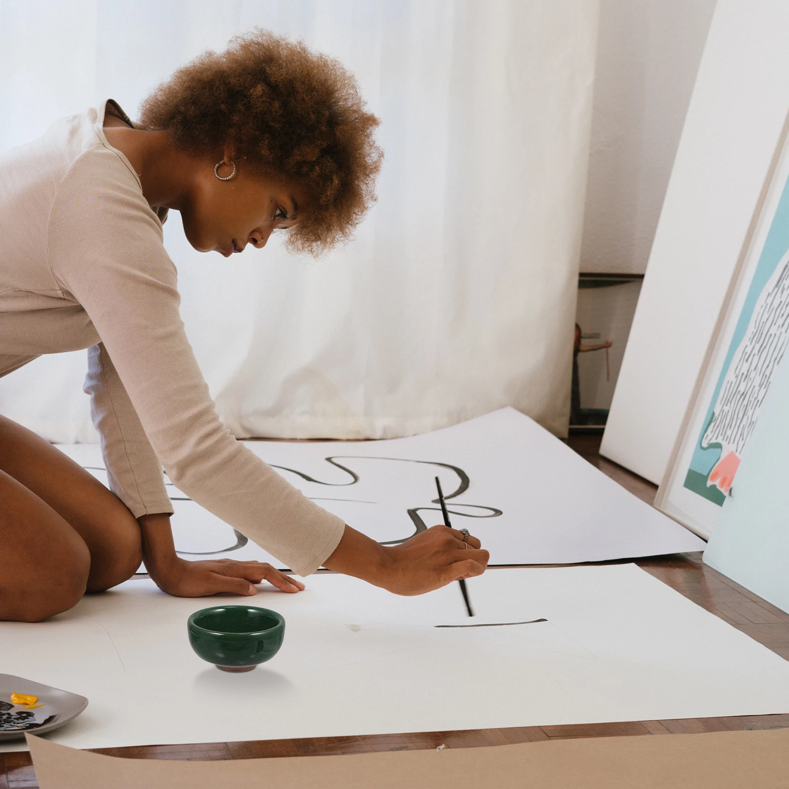 

2Pcs Multi-Functional Ceramic Ink Dish for Calligraphy and Painting Durable Practical Unique Design Ceramic Ink Dish