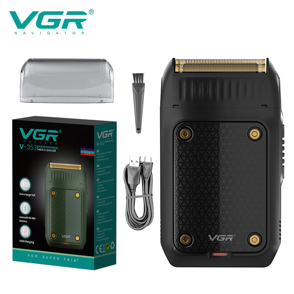 VGR 353 Beard Shaver Professional Hair Trimmer Electric Face Shaving Machine Men's USB Charging Safety Face Shaver for Men