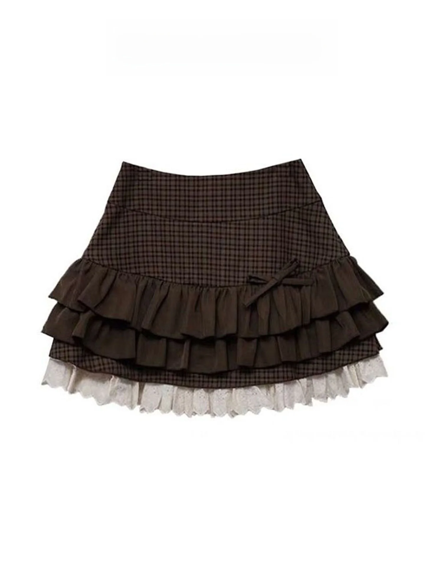 

Ballet Sle Multi-Layered Puffy Cake Skirt ort Lace Heavy Embelliment Knot f-length A-Line Women's Skirt