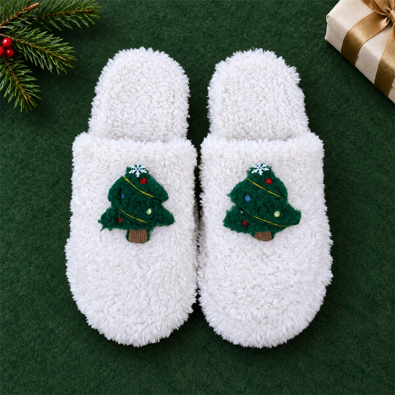 ZUOFU Weihnachts-Plüsch-Hausschuhe für Damen, Herren und Paare, Rentier, Weihnachtsmann, Schneemann, Baum, Glocke, Handschuh, warm, flauschig, rutschfest, für drinnen und zu Hause – Detail 18
