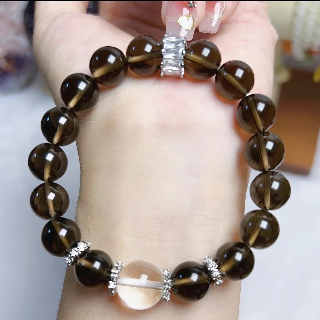 

Natural Tea Crystal, White Crystal Bracelet, Light Luxury Fashion Bracelet for Men and Women