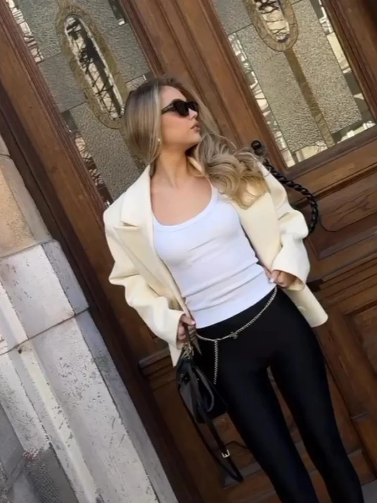 

2025 Autumn Double Breasted Lapel Coat for Women Elegant Solid Long Sleeve Female Jackets Fashion New Chic Street Lady Outerwear
