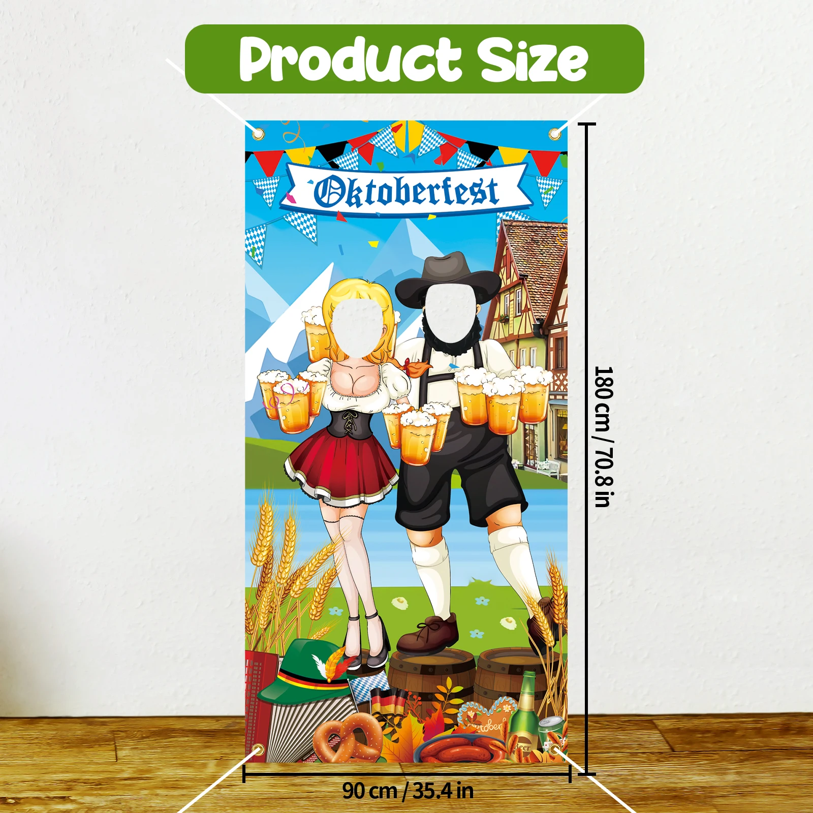 Vibrant Beer Photo Props Banner Decoration, Oktoberfest Photo Backdrop Background for Bachelor, Wedding, Bar-and-Bat-Mitzvah