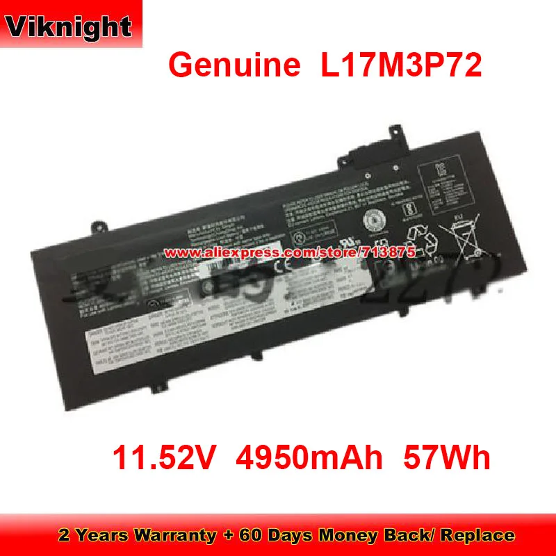 

Genuine L17M3P72 Battery for Lenovo 01AV480 SB10K97622 11.52V 4950mAh 57Wh