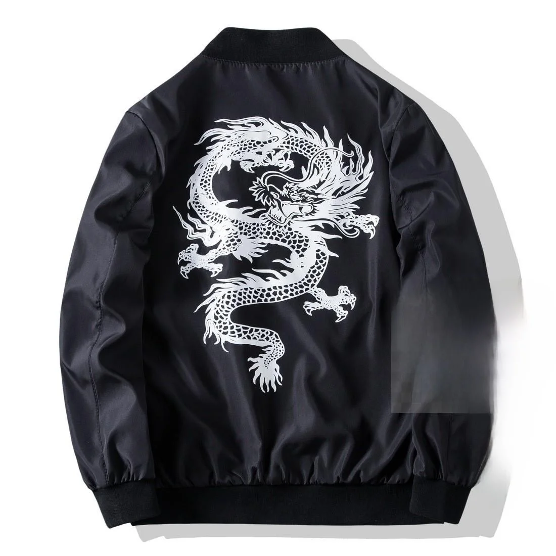 

Autumn Men's Jaet Dragon Flower Legend Men's Coat Fat Sle V-Ne ort Length Seven-Sve Casual Faion