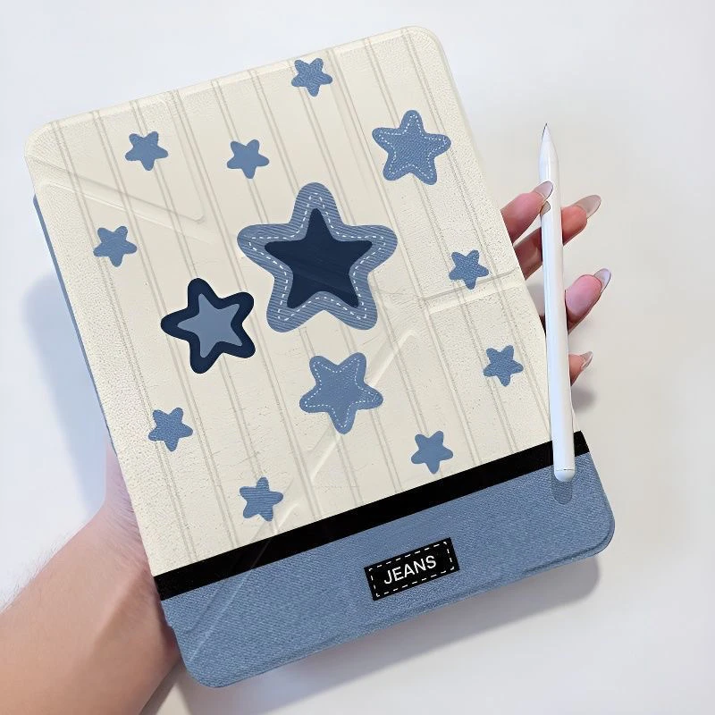 Blue Cowboy Star Tablet Case For iPad Pro 11 12.9 13 A16 M2 M4 M3 M5 Shell 8.3 9.7 10.2 5/6/7/8/9/10/11th Mini Air 3 4 5 6 Cover