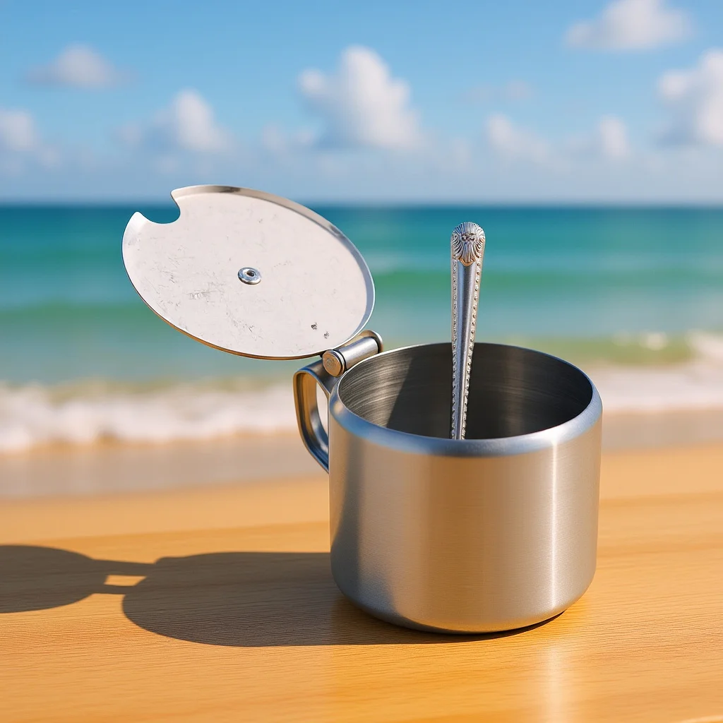 

Stainless Steel Seasoning Bowl Lid Spoon Compact Size Kitchen Condiment Container Easy Scooping Home Restaurant