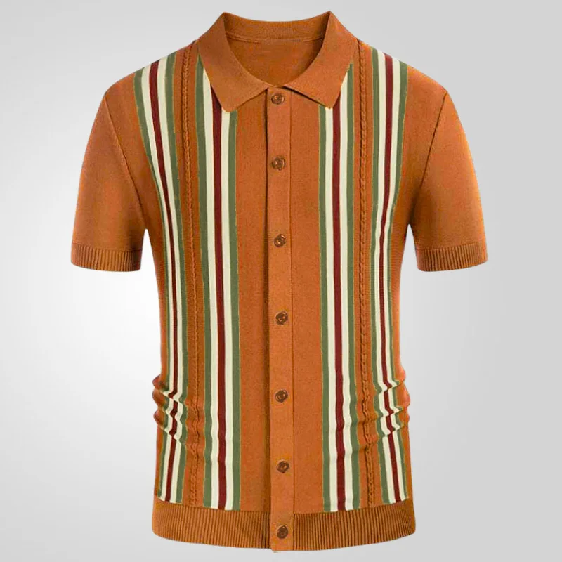 Polo de manga corta para hombre, cárdigan ajustado de punto para negocios, ropa de calle informal, Tops masculinos, primavera y verano, 2024