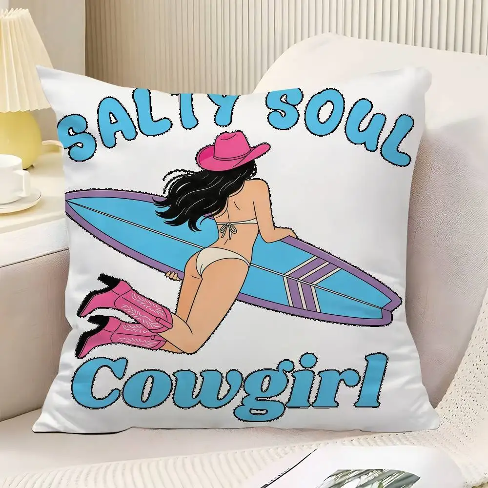 Summer Surfboard Pattern Throw Pillow Cover Neutral Decor Cushion Cover Soft Sofa Couch Bed Home Decor Pillow Case
