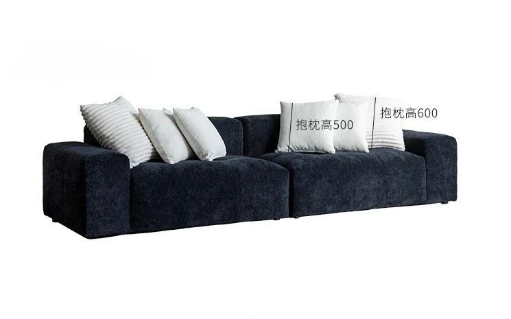 Italian Minimalist Fabric Sofa Combination Living Room Small Apartment Black Straight Row Sofa Modern Light Luxury Block Sofa