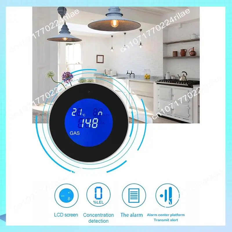 A17z detector de gás combustível detector de vazamento de gás combustível com função de temperatura com display lcd com tuya app plugue da ue