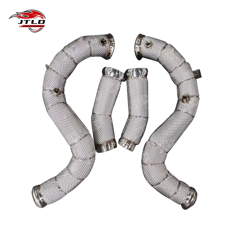 

JTLD Professional 304 Stainless Steel Straight Pipe Exhaust Downpipe No OPF Heat Shield Test Pipes for Mercedes Benz W205 C63