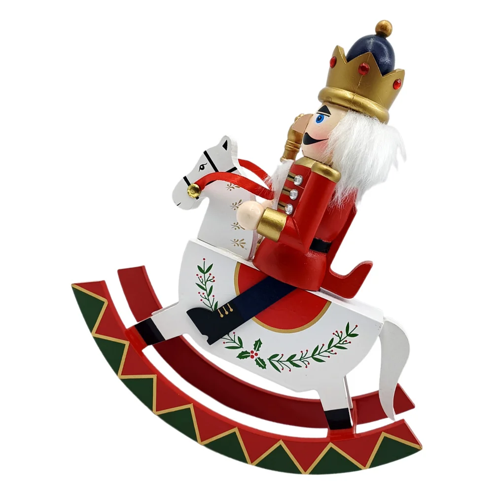 

Rocking Horse Nutcracker Christmas Ornaments Traditional Painted Wooden Nutcracker Soldier Xmas Holiday Table Top Decorations