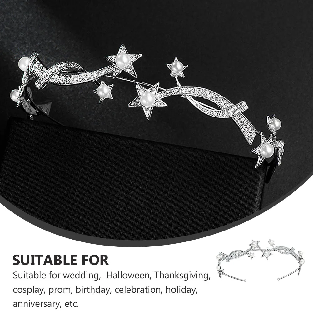 

Pearl Wavy Hairband Bridesmaid Headband Crown Alloy Bridal Headpieces for Wedding Women