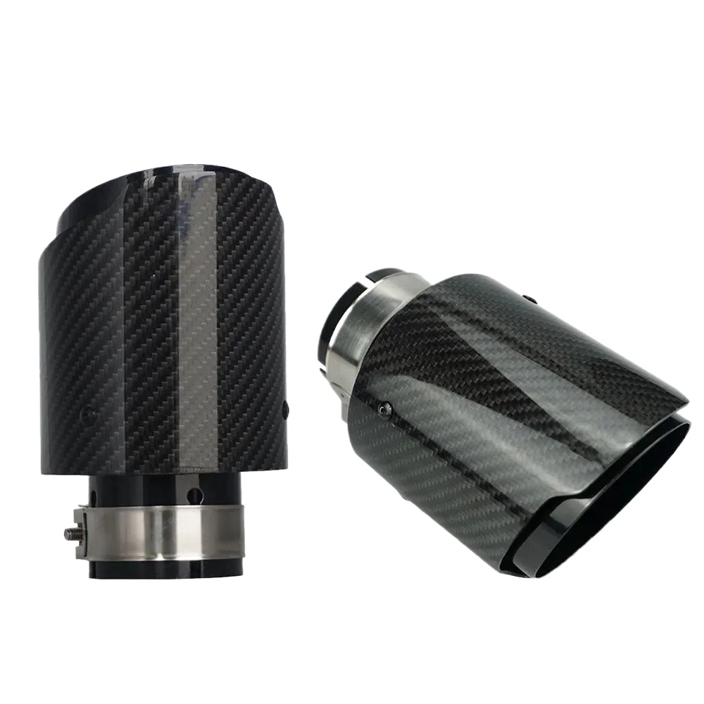 

1 Pcs Universal Car Carbon Fibre Tail Throat Stainless Steel Silencer Bright Black Twill Glossy Muffler Exhaust Nozzle Tip