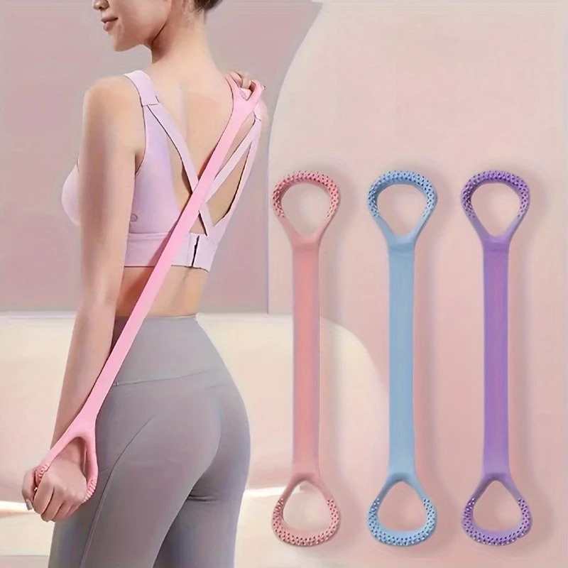 

Silicone 8-shaped Tension Belt For Shoulder Back Stretching Training, Multifunctional Resistance Rope, Yoga Auxiliary Equipment