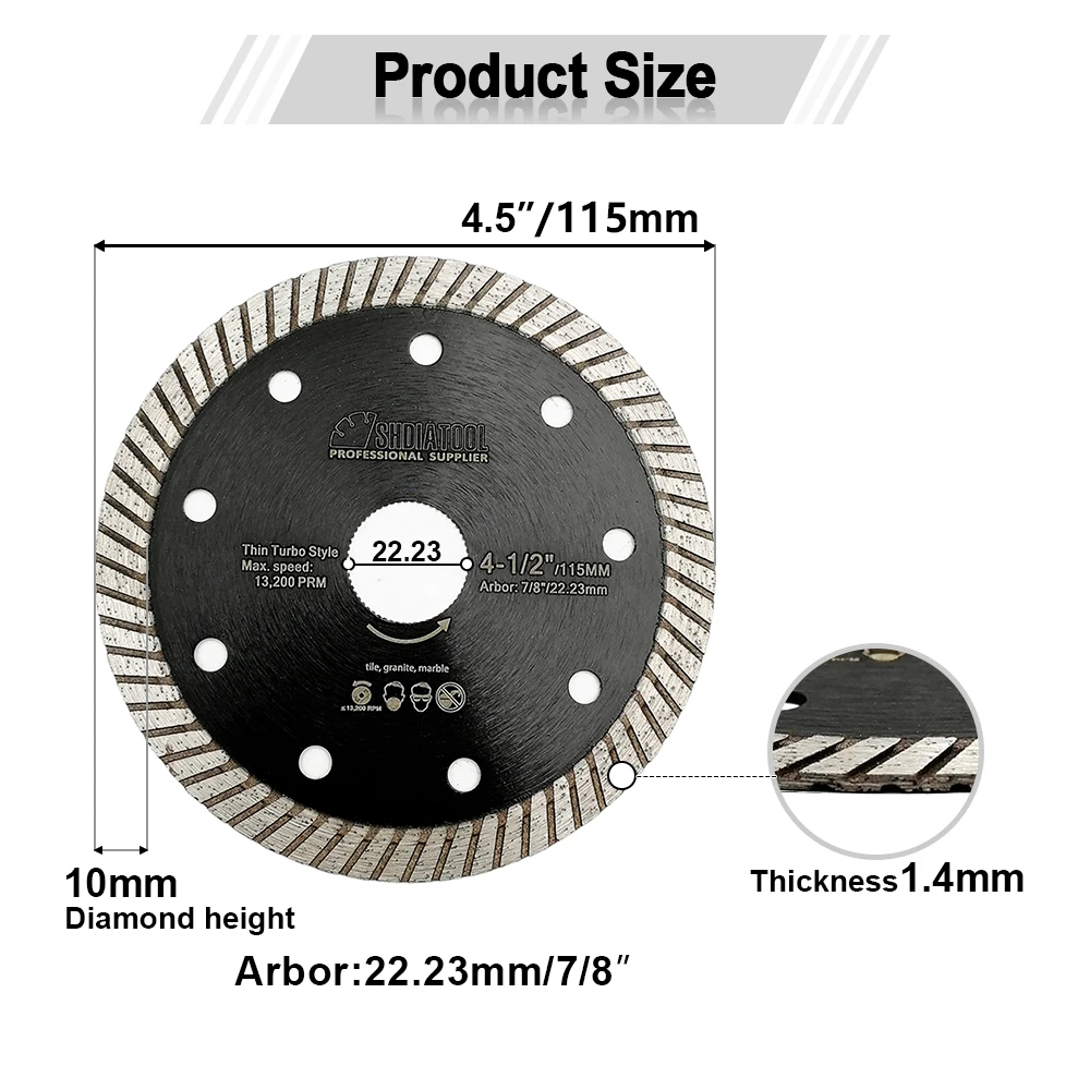 SHDIATOOL 5Pcs 115mm Super Thin Diamond Saw Blade Cutting Disc Sets For Ceramic Tile Porcelain Marble 4inch Circular Saw Plate