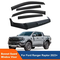 Window Visor+ Bonnet Guard  Weather Shields For Ford Ranger Raptor 2023 2024 Car Sun Rain Guard Next Gen Accessories
