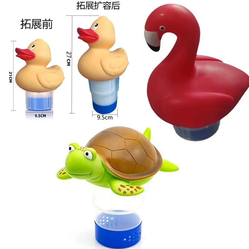 Floating PVC Water Purification Dispenser For Pool Hot Tub SPA Chemical Feeder Turtle Duck Flamingo Head Design
