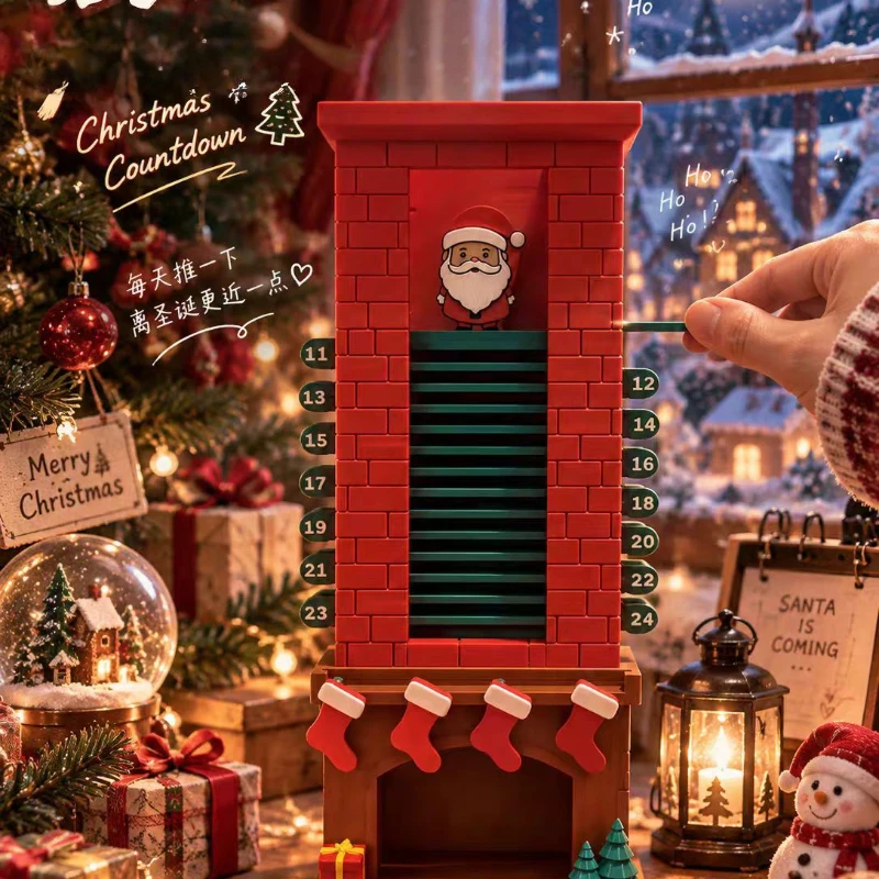 24-day Santa Chimney Christmas Countdown Calendar Reusable Advent Calendar With Pull Tab Design Christmas Home Decoration Gifts
