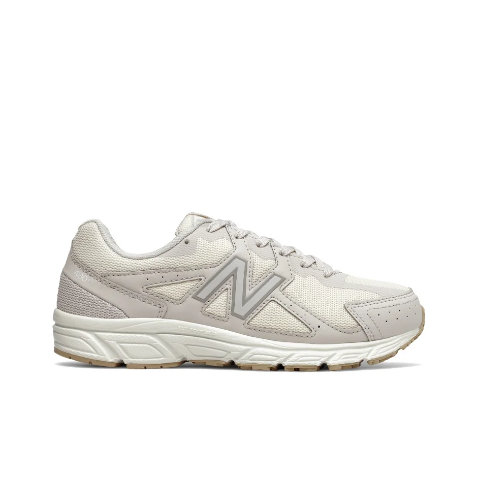 نيو بالانس NB 480 ريترو، متعدد الاستخدامات، قماش/جلد صناعي، خفيف الوزن، حذاء جري متوسط القطع، نسائي، رمادي-أبيض