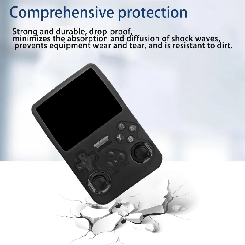 For R36S Silicone Protective Case with Lanyard & Tempered Glass Film for R36S Game Console Shockproof Cover & Screen Protector