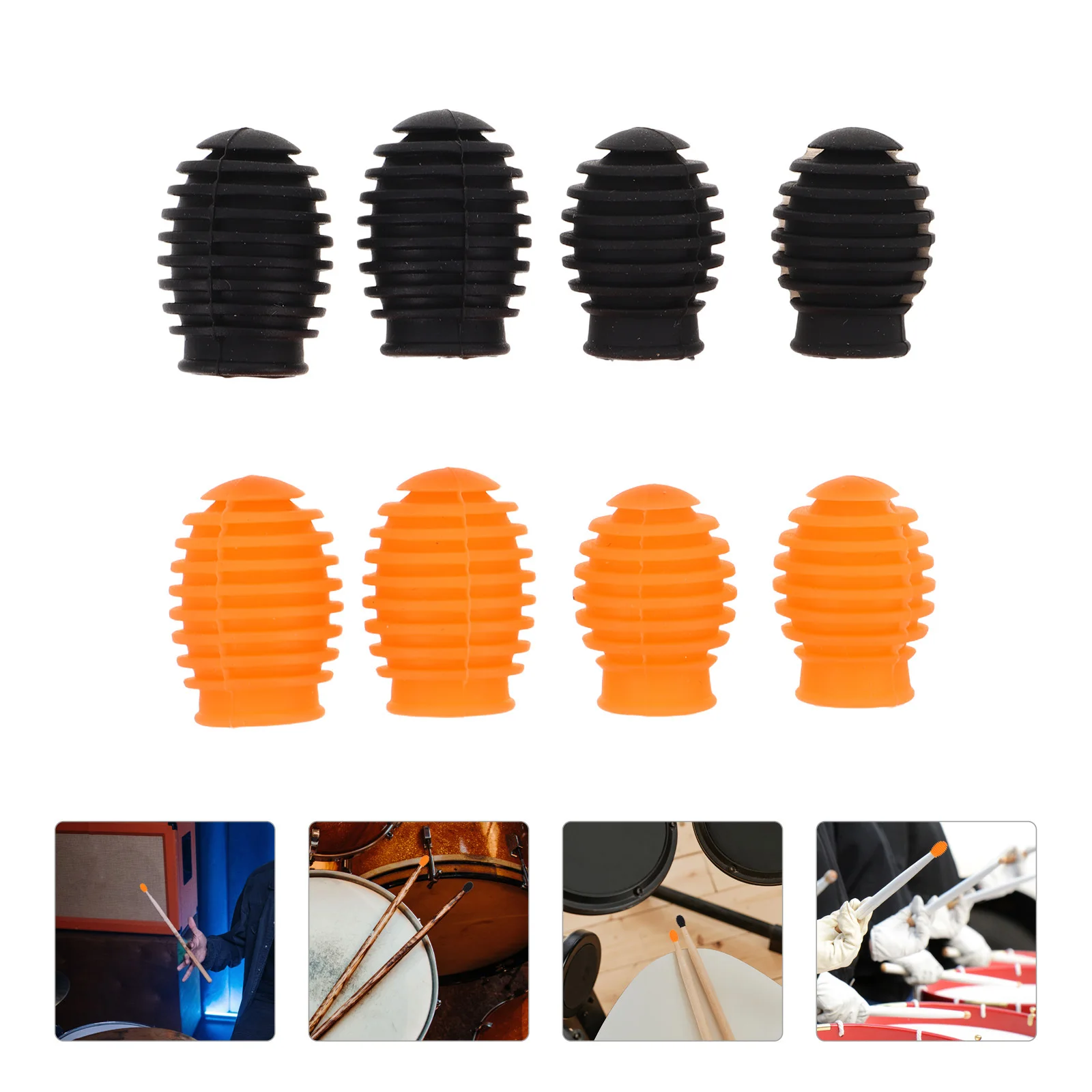 

8Pcs Silicone Drumstick Tips Drum Mutes Quiet Practice Dampeners Percussion Silent Cover Drumstick Dampening Accessories