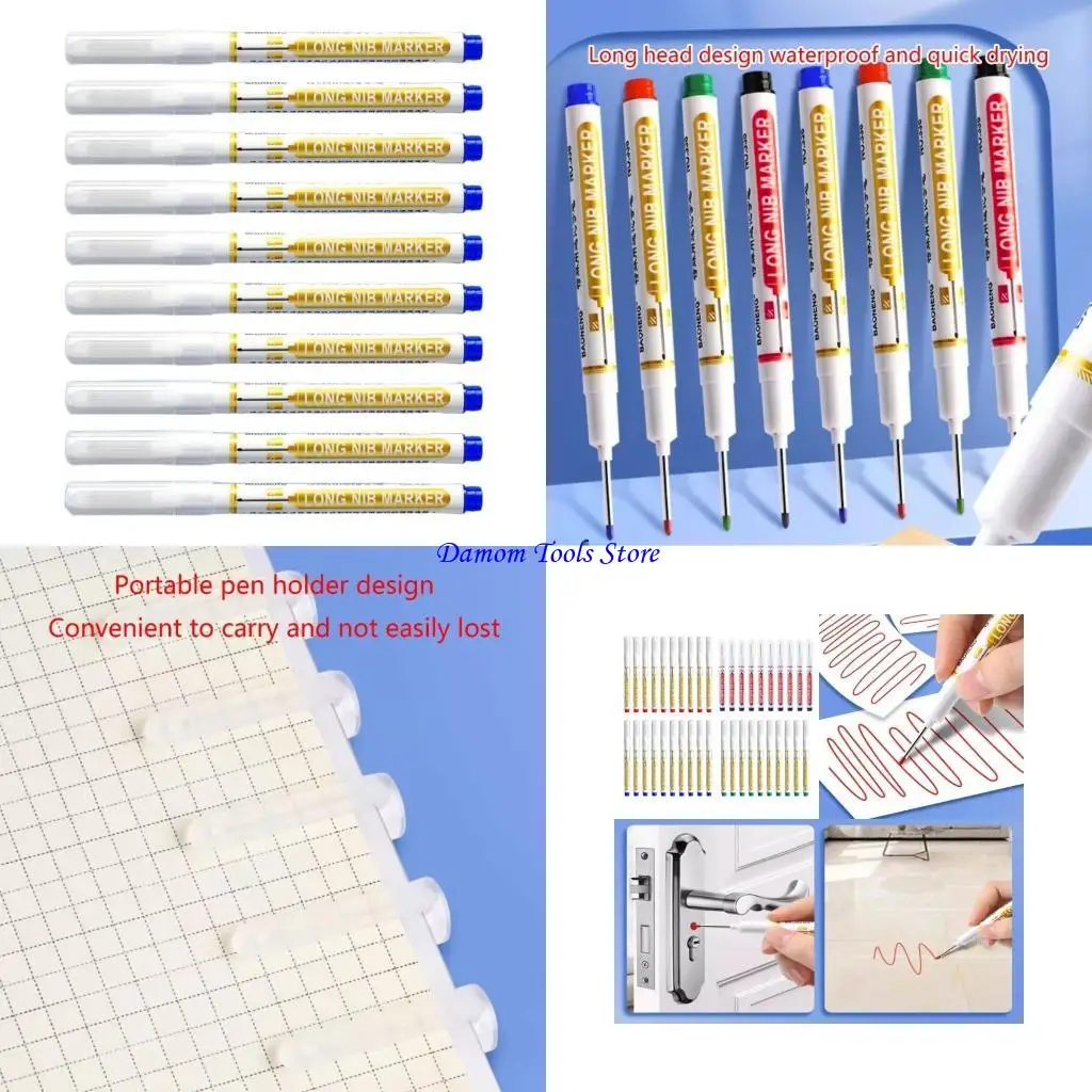 

57BE Professional Long Head Deep Hole Marker Carpenter Pens for Deep Hole Marking