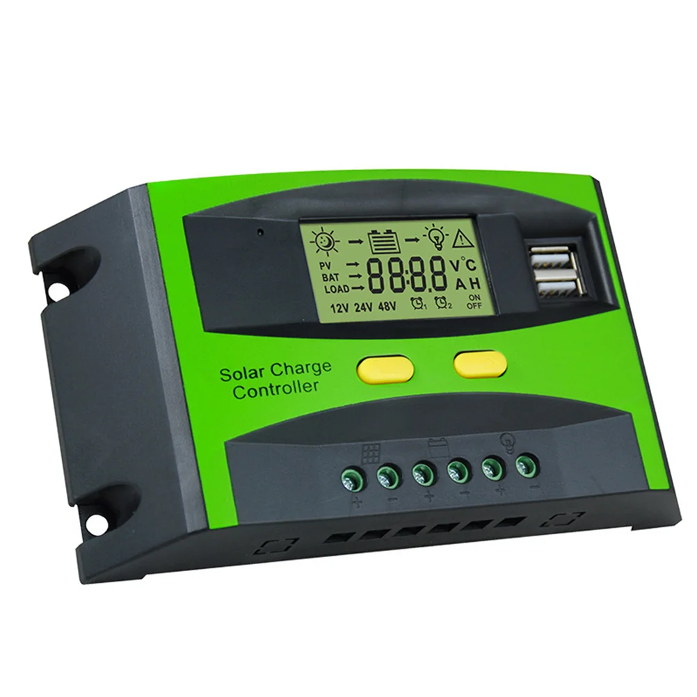 

30A 12V 24V Solar Generator Controller LCD Dual USB Intelligent Voltage Recognition Short Circuit Protection Green