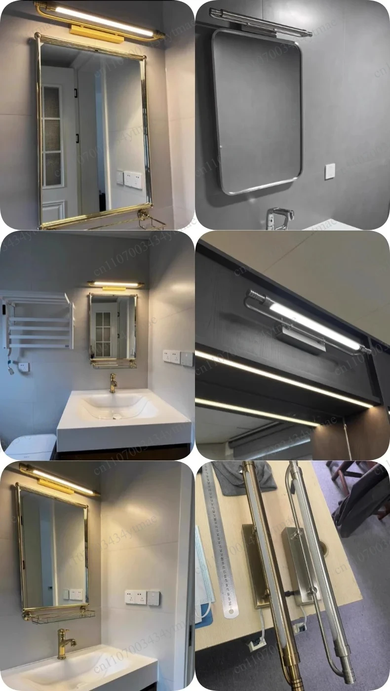 Adjustable Angle Vintage LED Mirror Front Lamp, 50cm/70cm Makeup Strip Light For Corridor Photo Advertising Sign Wall Decoration