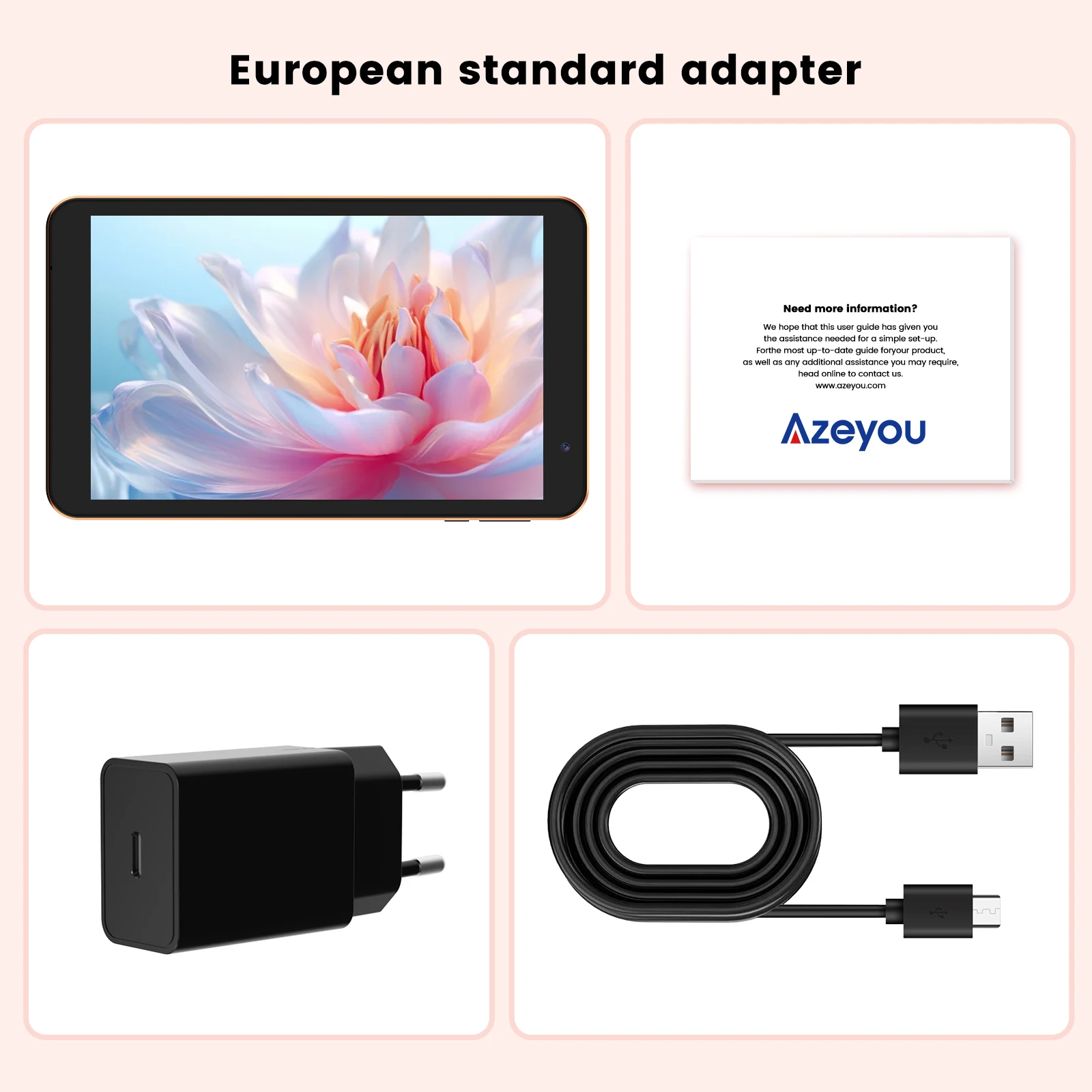 تابلت Azeyou مقاس 8 بوصات، أجهزة لوحية صغيرة تعمل بنظام Android مع تطبيق صيني، شاشة عالية الدقة 1280*800، تشغيل يدوي واحد، 4000 مللي أمبير مع علبة أجهزة لوحية #1