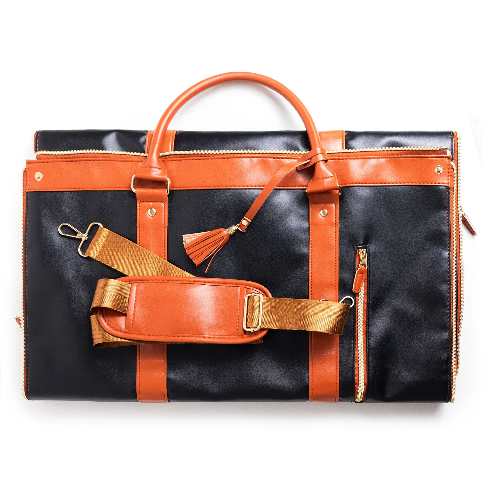 Retro Travel Handbag Folding Clothing Duffel Bag Outdoor Fitness Bag Multi-functional Side Buckle Travel Bag