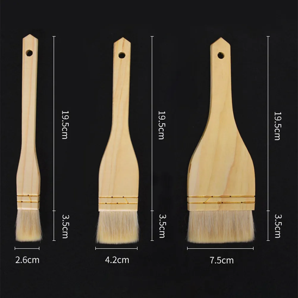 3Pcs Woolen Brush Bbq Oil Brush Barbecue Tool Kitchen Baking Grilling Sauce Pastry Multi-Function Household Bbq Accessory