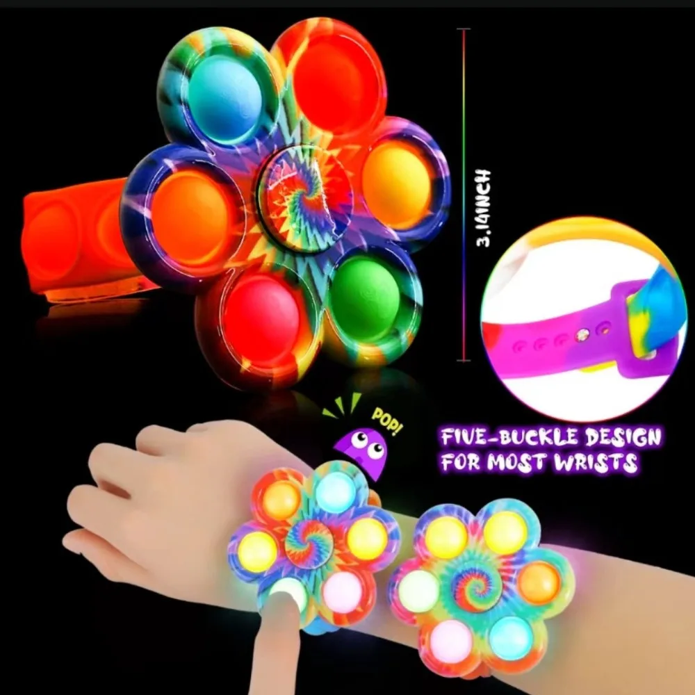 3/5/10 Pcs Fun LED Luminous Bubble Gyro Bracelet Children\'s Birthday Wedding Guest Gift Carnival Christmas Kids Gift Pack Reward