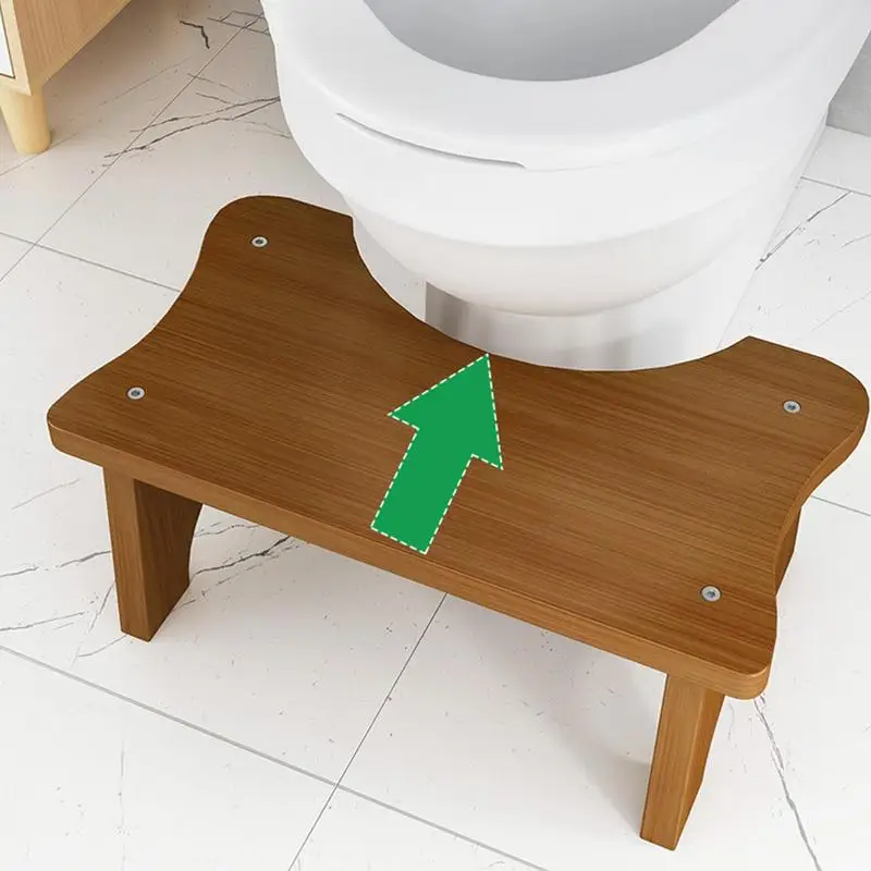 Wooden Toilet Stool Bathroom Poop Squat Step Stool with C Shaped Opening Adult Toilet Assistance Step for Proper Pooping Posture