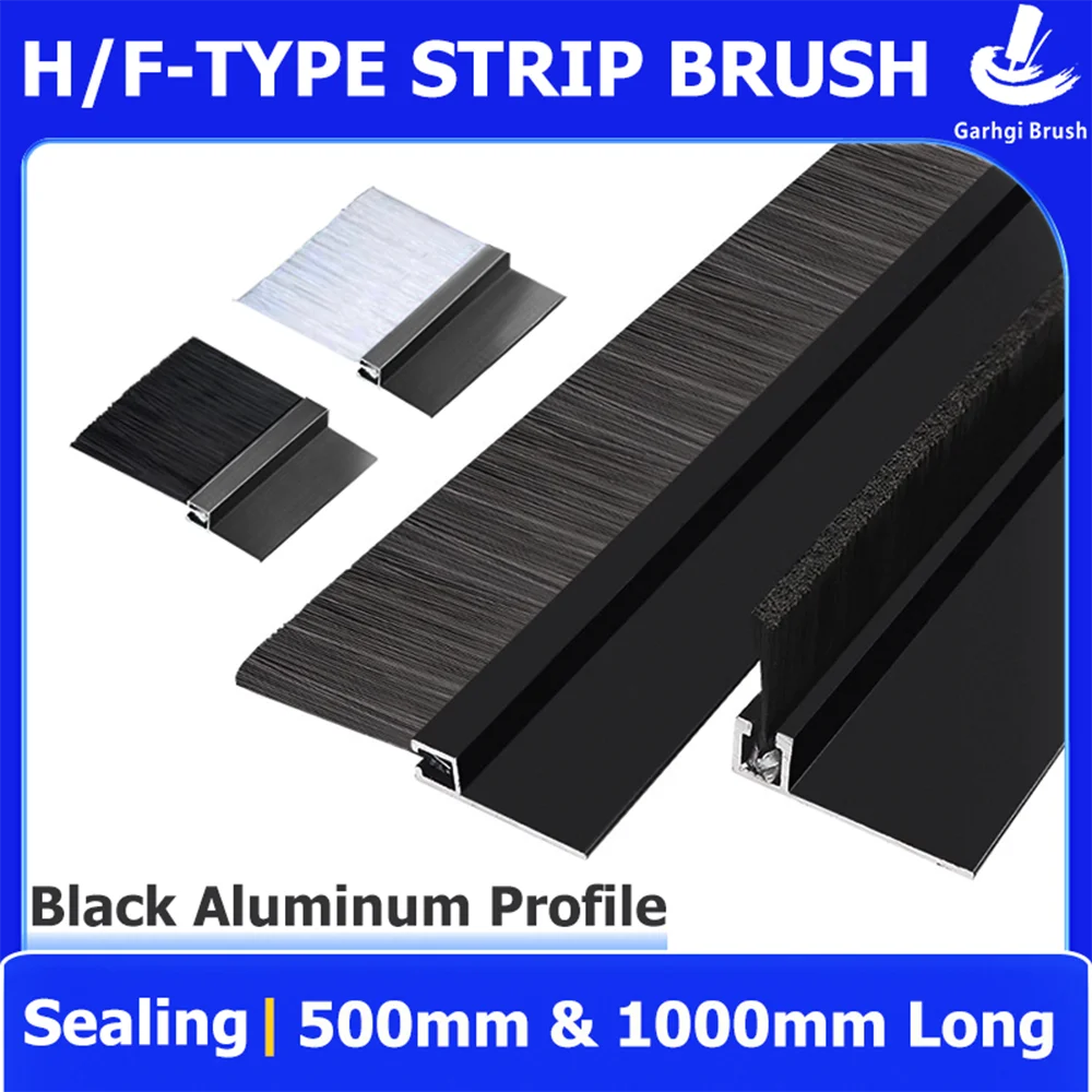 

Door Window Seal Brush Strip Black Aluminum Holder Cleaning Sweep Home Garage Barn Escalator Dust Noise Insect Weather Proof