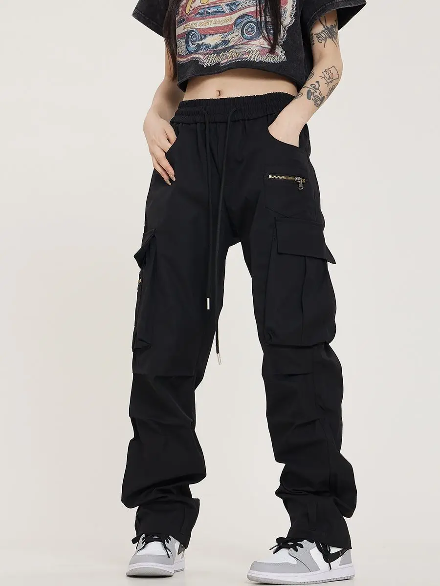 Cargo Pants Men Trousers Straight Tube Overalls Men's Spring Autumn Loose Straight Tube Hip-hop Wide Leg Pants