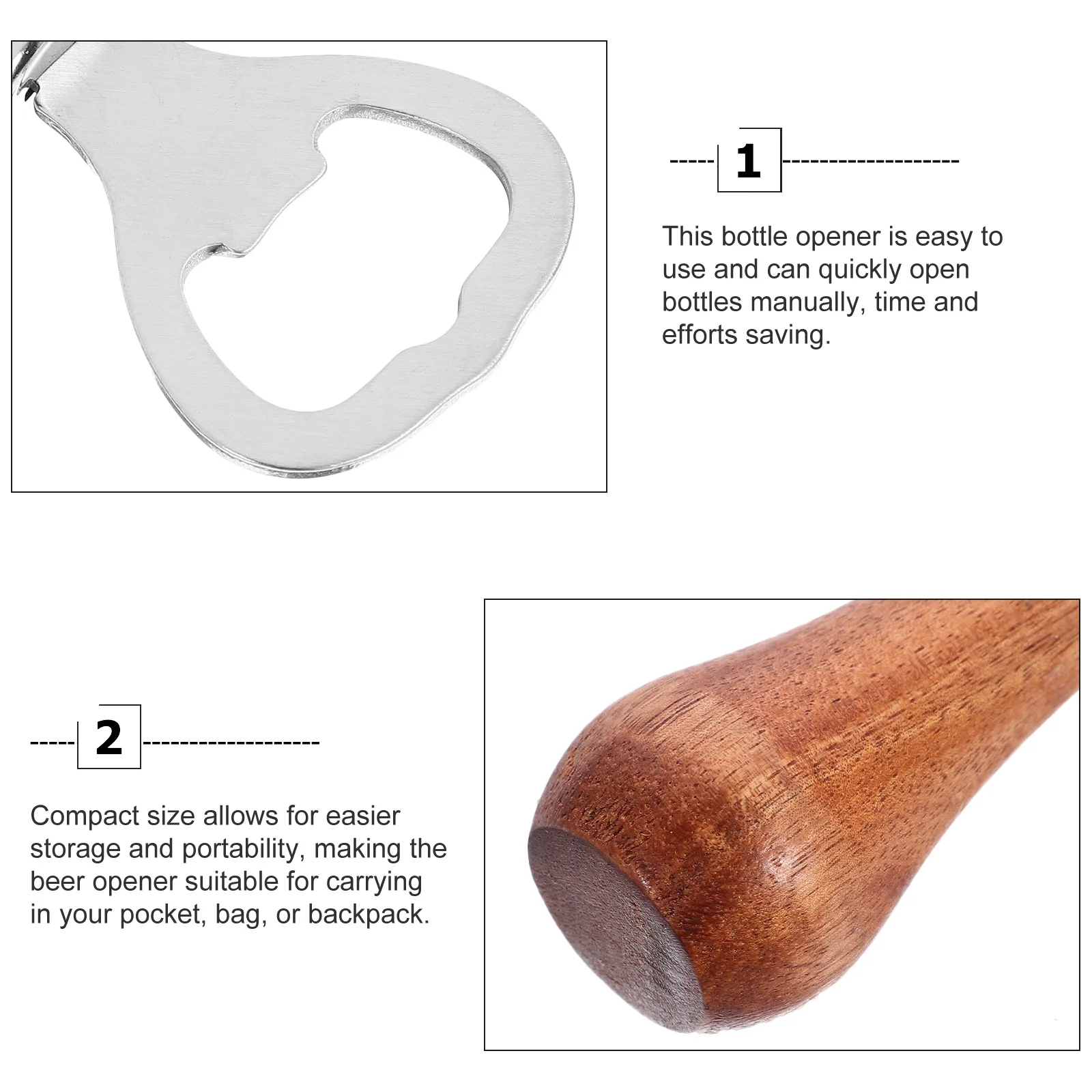 

2Pcs Multi Function Bottle Openers Wooden Handle Manual Beer Wine Soda Opener Compact Portable Convenient Bottle Opener