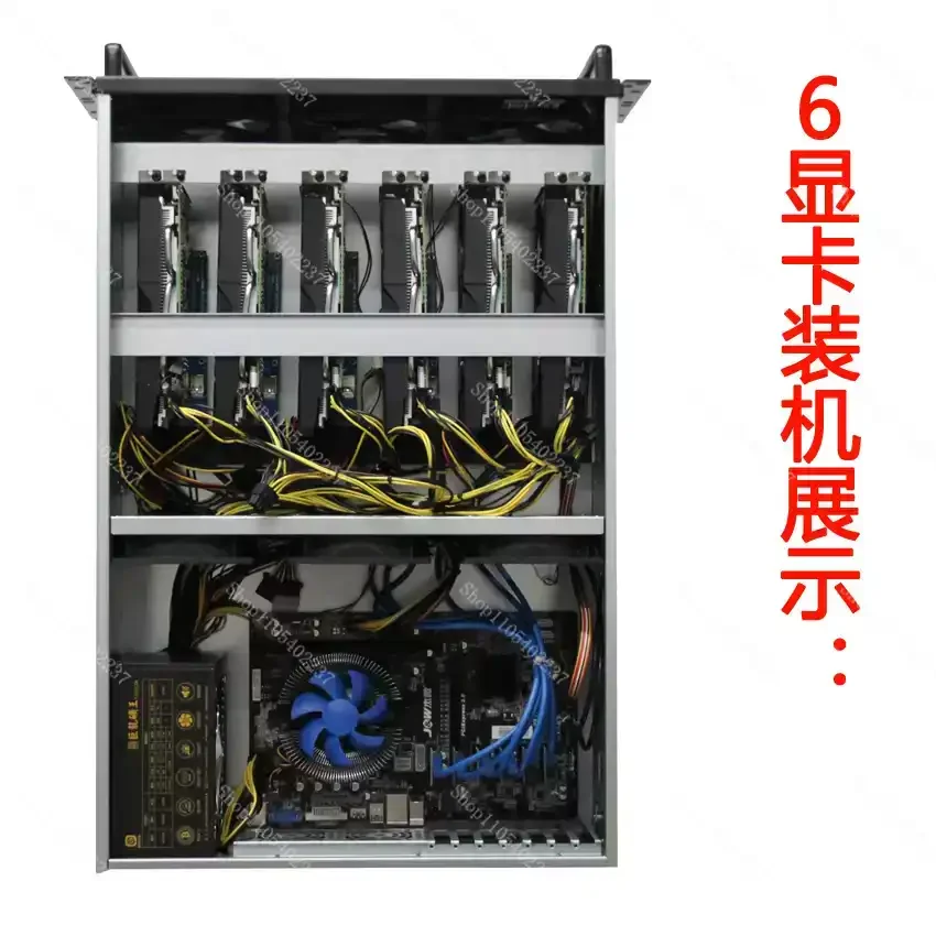 4U Multi GPU Chassis 6 8 Graphics Card Server Rack IDC Room Industrial Computer High Speed Fan view 3