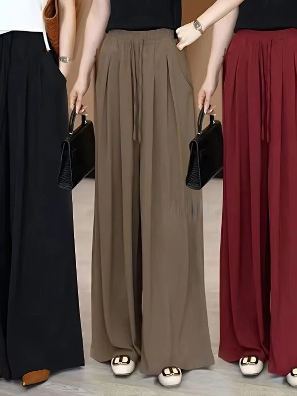 High Waist Wide Leg Pants Women's Summer Thin Casual Pants plus Size Versatile Drapey Skirt Pants Korean Style Loose Fit