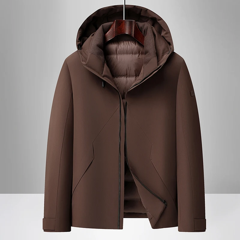 

Повседневные теплые куртки на утином пуху с капюшоном, зима 2025 года, однотонные ветрозащитные пуховики, уличная ветрозащитная одежда, стеганые топы, одежда