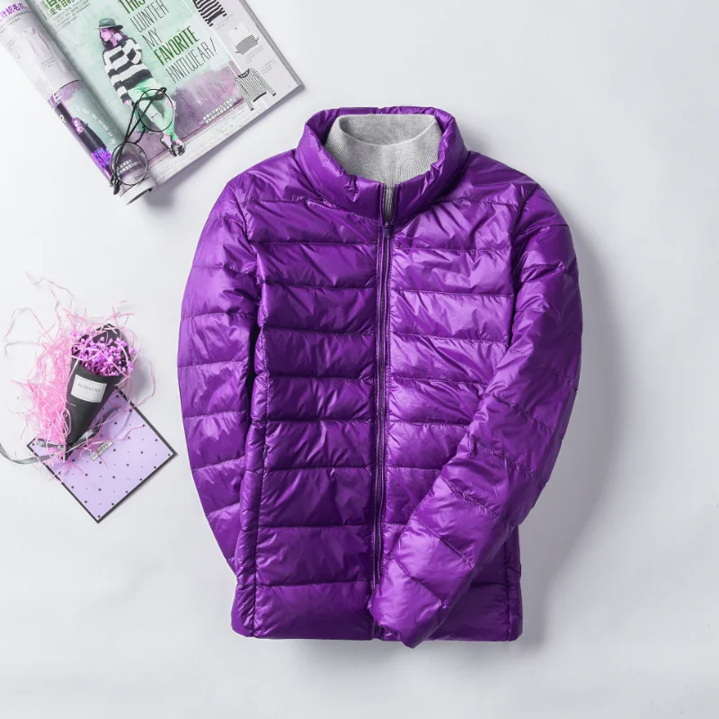 Purple Women Packable Down Jacket Female Ultralight Camping  Hiking Waterproof Winter Coat Outdoor Windproof Warm Puffer Jackets