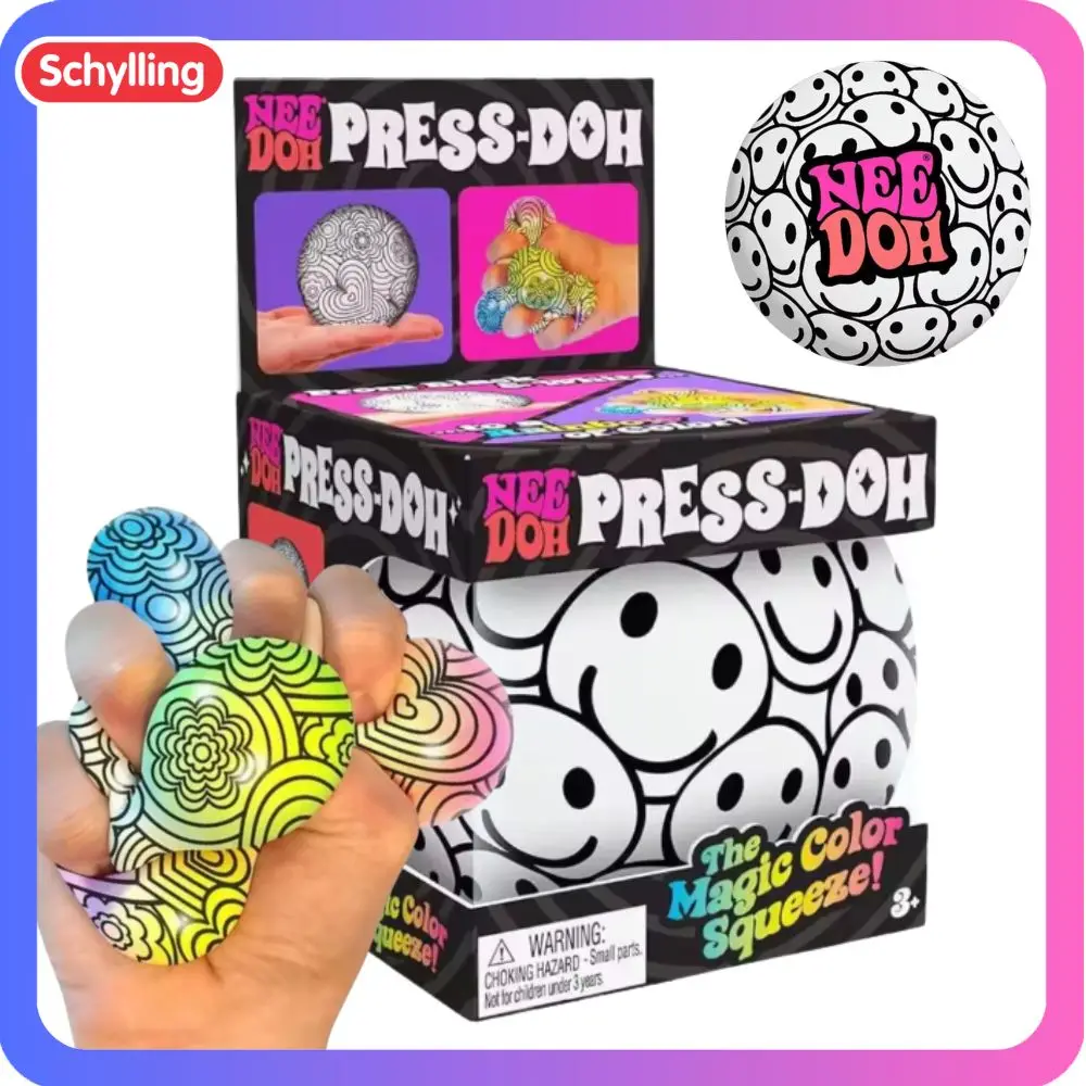 Novelty Smiley Squishy Ball Soft Squeeze Stress Reliever Fidget Toy Magic Color Changing Squishy Ball For Adults Kids