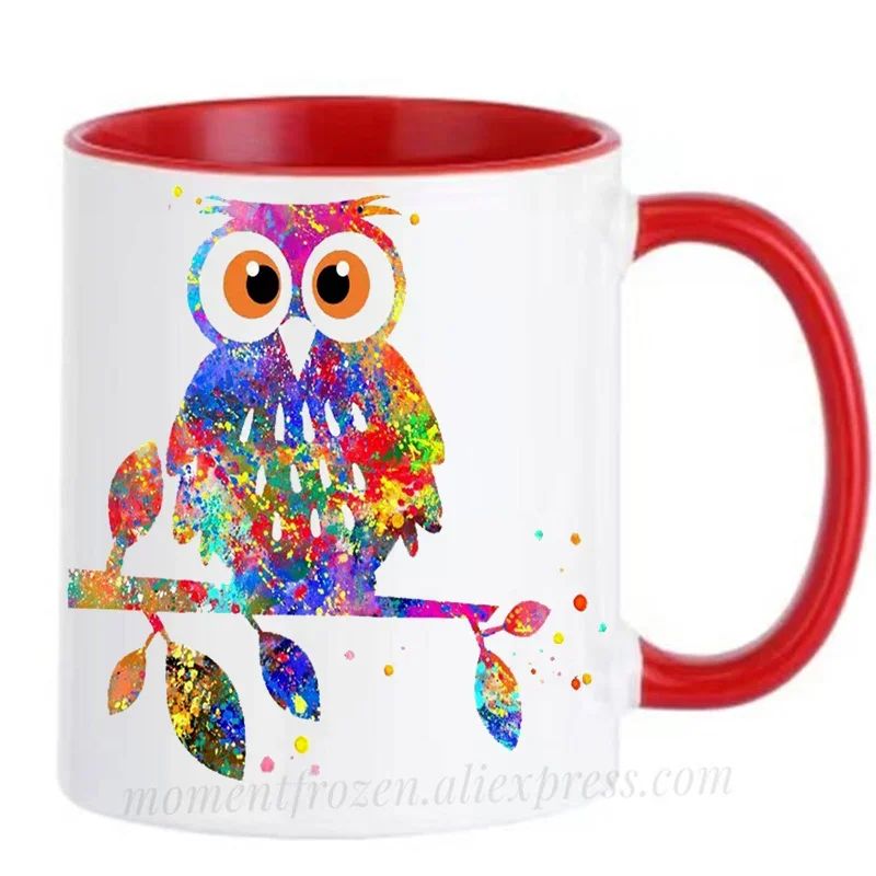 

Watercolor Owl Mugs Cute Nursery Art Cups Tea Coffee Mugen Children Kids Gifts Home Decal Drinkware Tableware Coffeeware Teaware