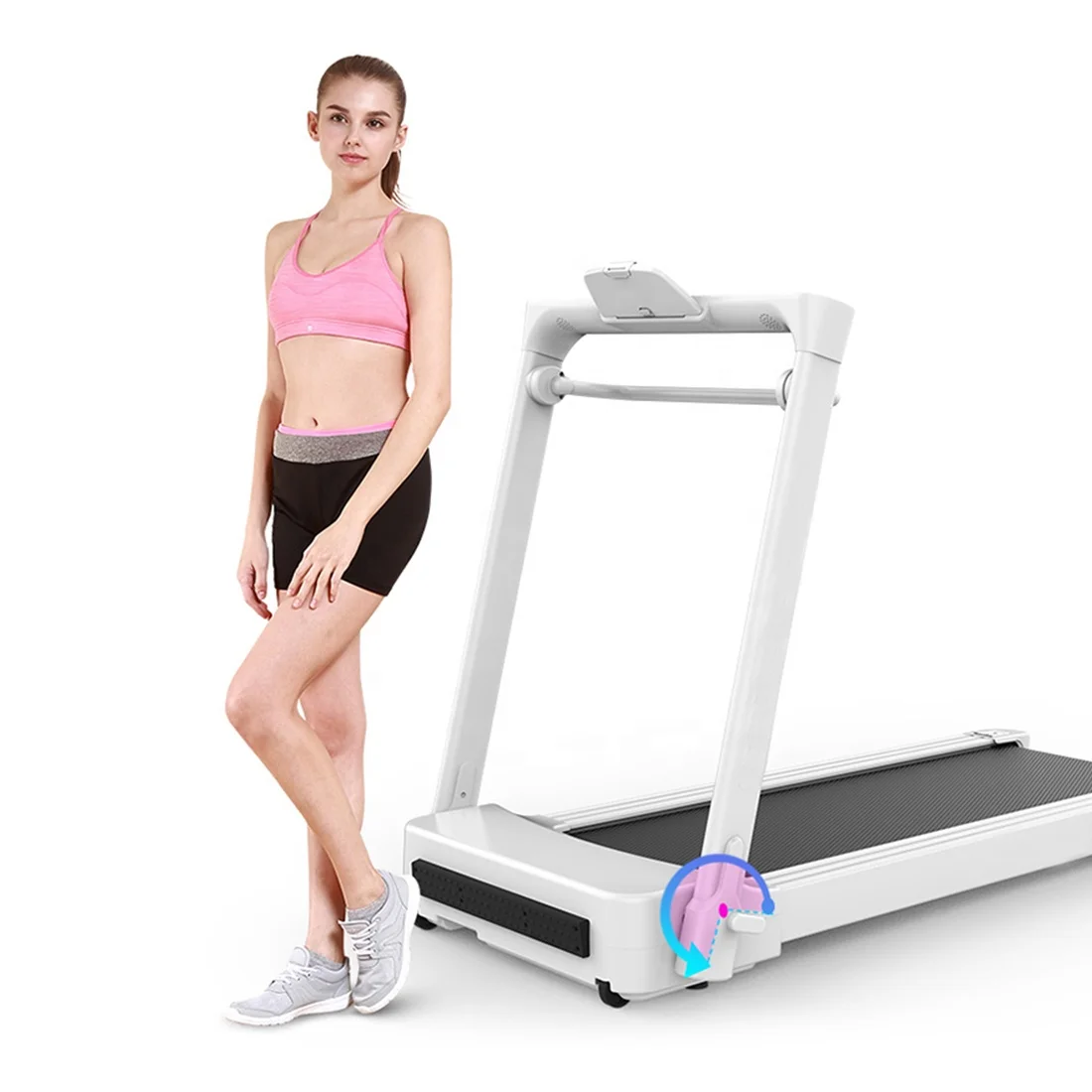 Kstar آلة المشي الصغيرة، محرك بتيار مستمر، مشاية كهربائية قابلة للطي، فرش كربون، مشاية كهربائية مع حامل هاتف