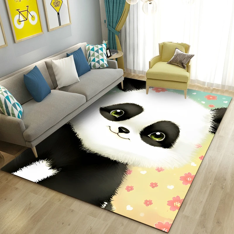 3D Cartoon Cute Panda Area Rug,Carpet Rug for Living Room Bedroom Sofa Doormat Kitchen Decoration,Kids Play Non-slip Floor Mat