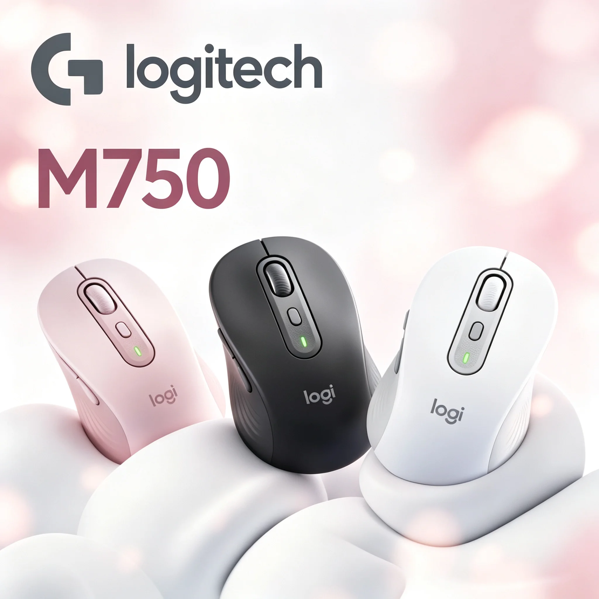 Logitech M750 SmartWheel‑Equipped Wireless Mice,Ergonomic Contoured Body,Seamless 3‑Device Switch Silent Operation For Chromeboo