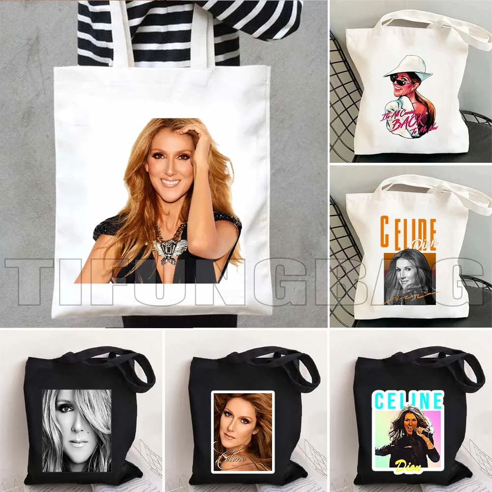 celine-dion-musica-cantante-cartel-pop-art-portrait-fan-regalos-lindos-bolso-grande-de-hombro-de-lona-bolso-de-compras-de-algodon-bolso-de-compras