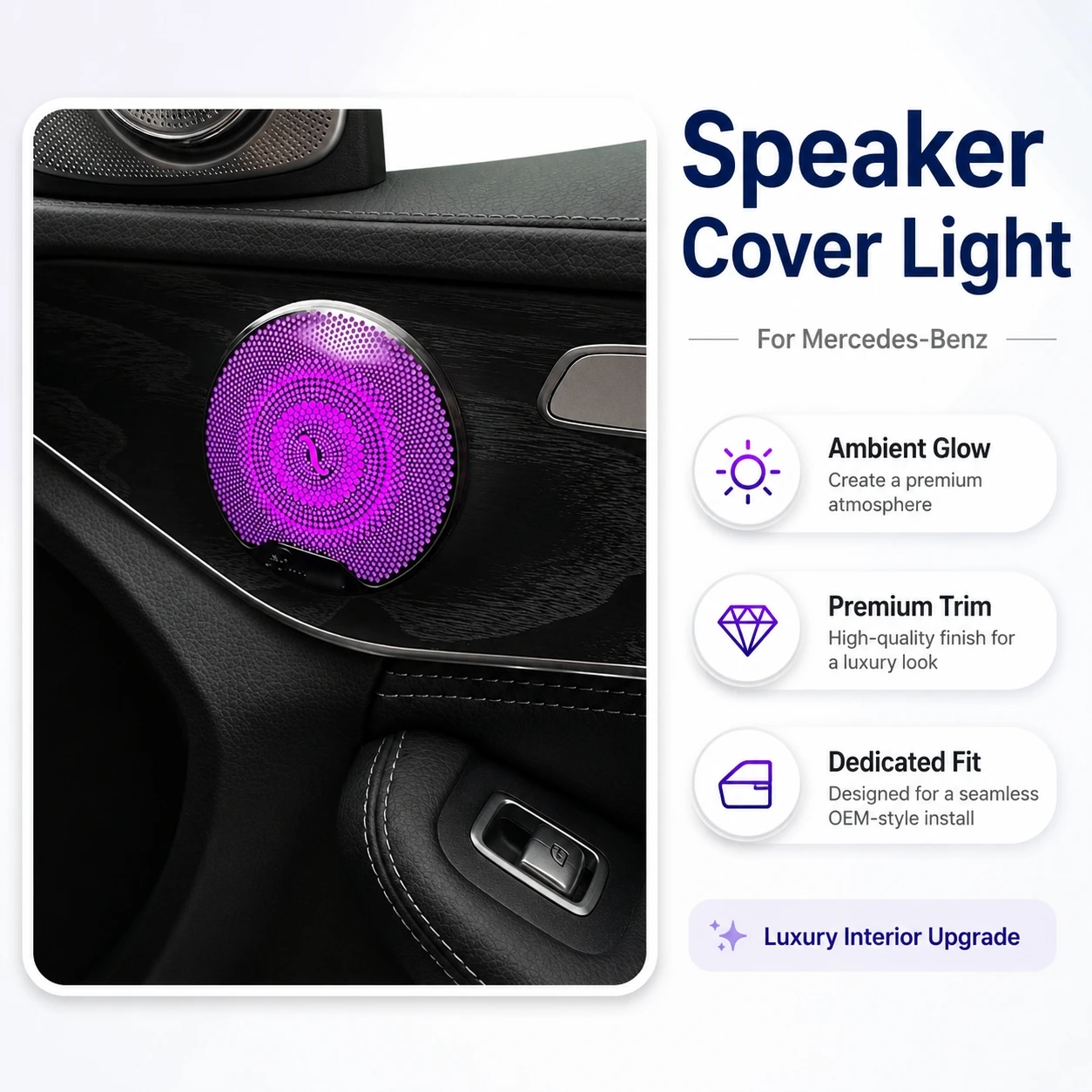 For Mercedes Benz E/C Class W213 W205 X253 Speaker Cover Ambient Light Interior Trim Door Midrange Cover 64 Colors Plug Play